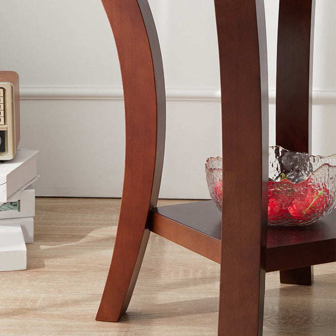 Traditional Round Wood Top Side Table 23.6"tall 4 Legs End Table with Shelf