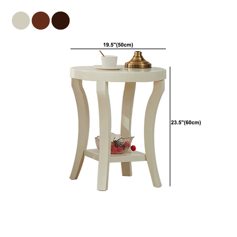 Traditional Round Wood Top Side Table 23.6"tall 4 Legs End Table with Shelf