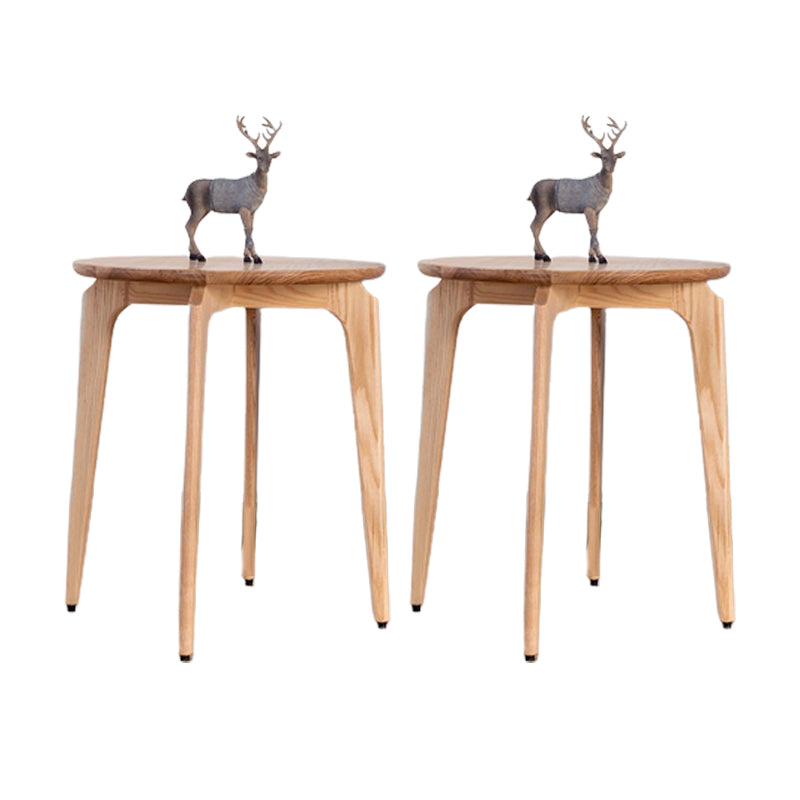 Scandinavian Round Solid Wood Top Side Table 23.6" Tall 3 Legs/4 Legs End Table