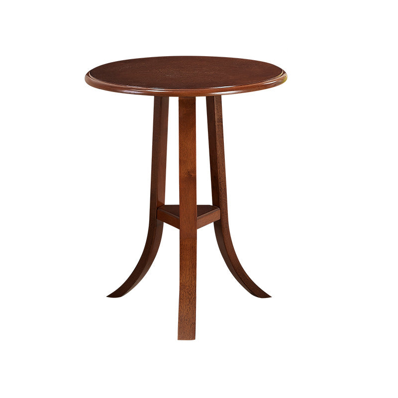 Traditional Wooden Round Top Side Table 3 Legs End Table with Shelf