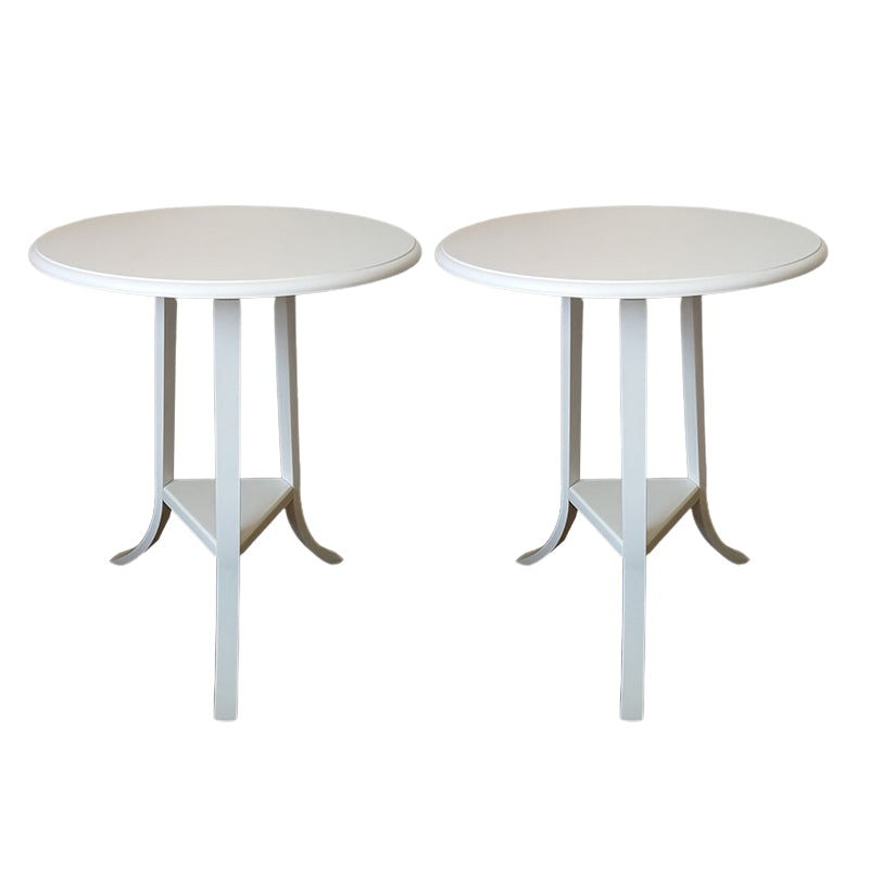 Traditional Wooden Round Top Side Table 3 Legs End Table with Shelf