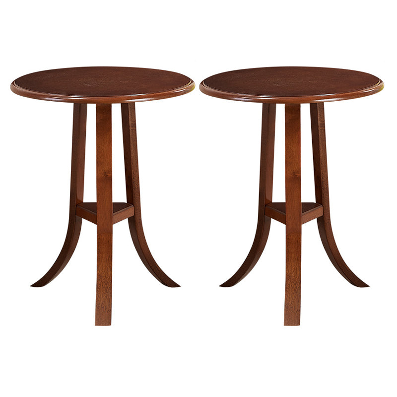Traditional Wooden Round Top Side Table 3 Legs End Table with Shelf