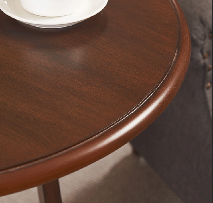 Traditional Wooden Round Top Side Table 3 Legs End Table with Shelf