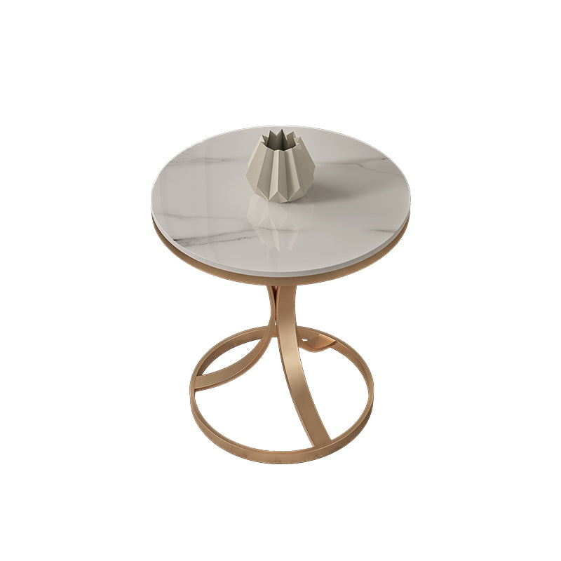 Modern Round Slate Top Side Table 19.6-inch Iron Pedestal End Table