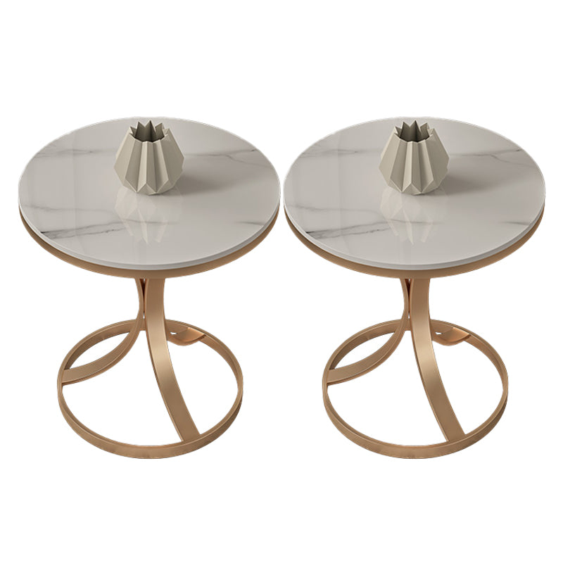 Modern Round Slate Top Side Table 19.6-inch Iron Pedestal End Table