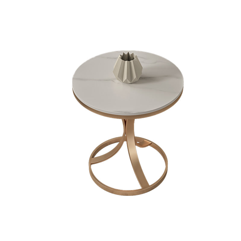 Modern Round Slate Top Side Table 19.6-inch Iron Pedestal End Table
