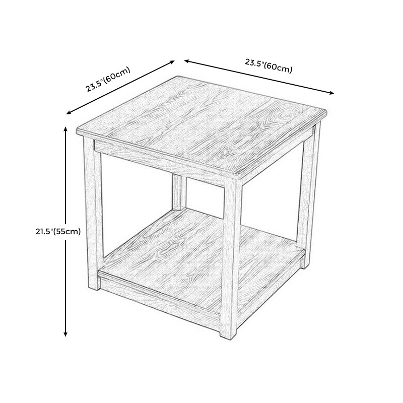 21.65"/23.62" Tall Wood End Table Walnut Square Side Table with Shelf