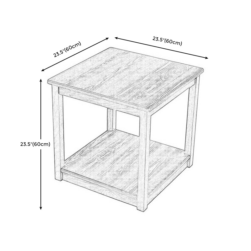 21.65"/23.62" Tall Wood End Table Walnut Square Side Table with Shelf