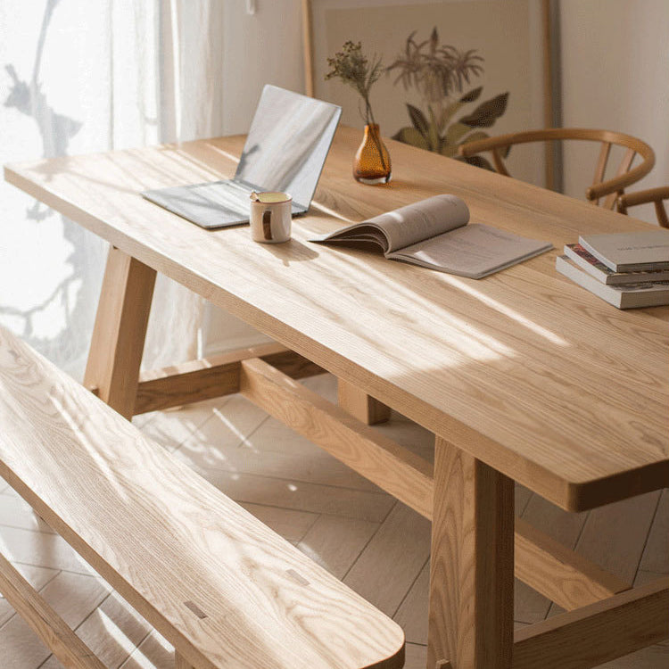Natural Solid Wood Dining Collection Modern Rectangle Dining Room Kitchen Table