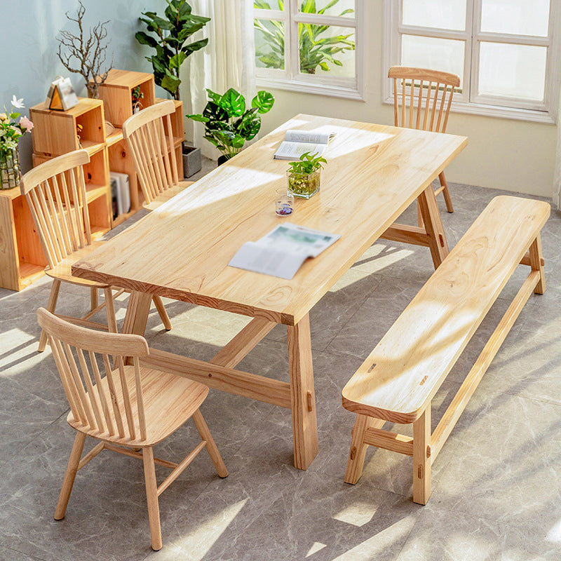 Rectangle Dining Table Contemporary Style Solid Wood Dinner Table for Home Kitchen