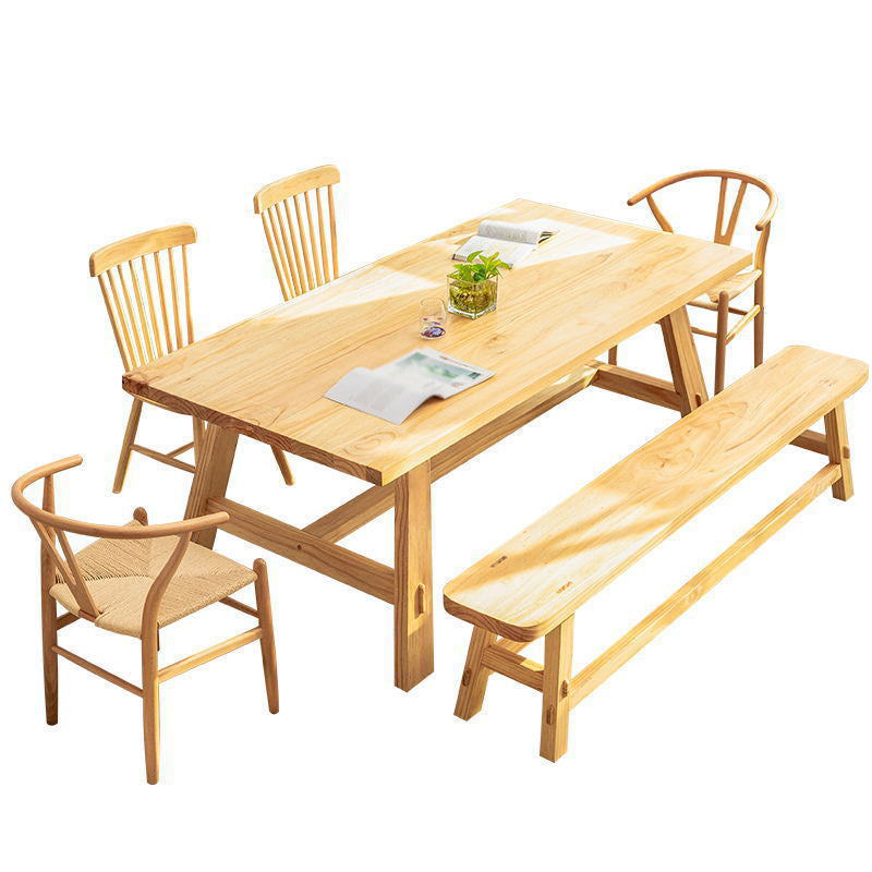 Rectangle Dining Table Contemporary Style Solid Wood Dinner Table for Home Kitchen