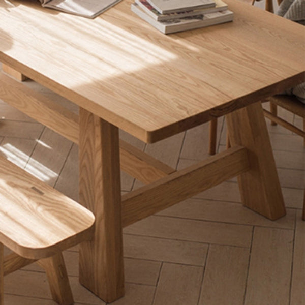 Rectangle Dining Table Natural Contemporary Style Solid Wood Dinner Table for Home Kitchen