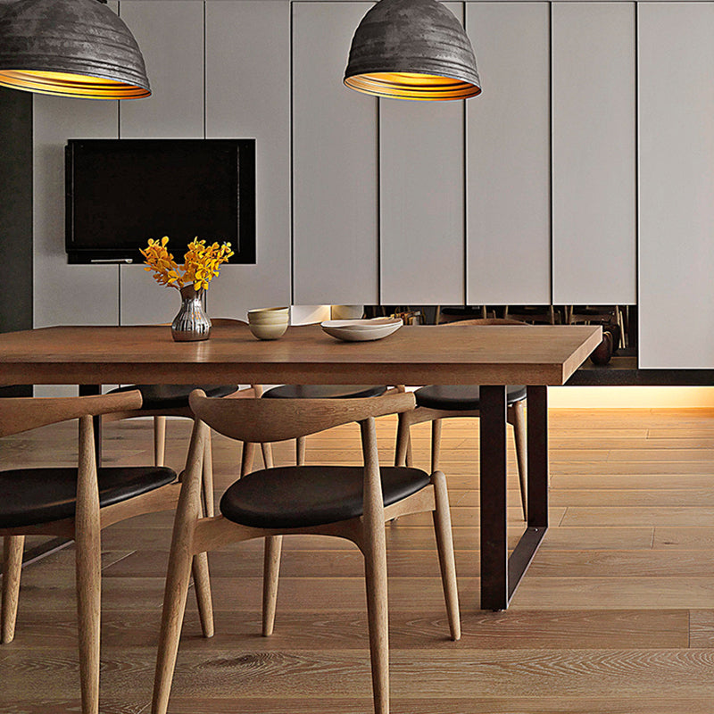 Coffee Shop Industrial Dining Table Rectangle Solid Wood and Metal Table