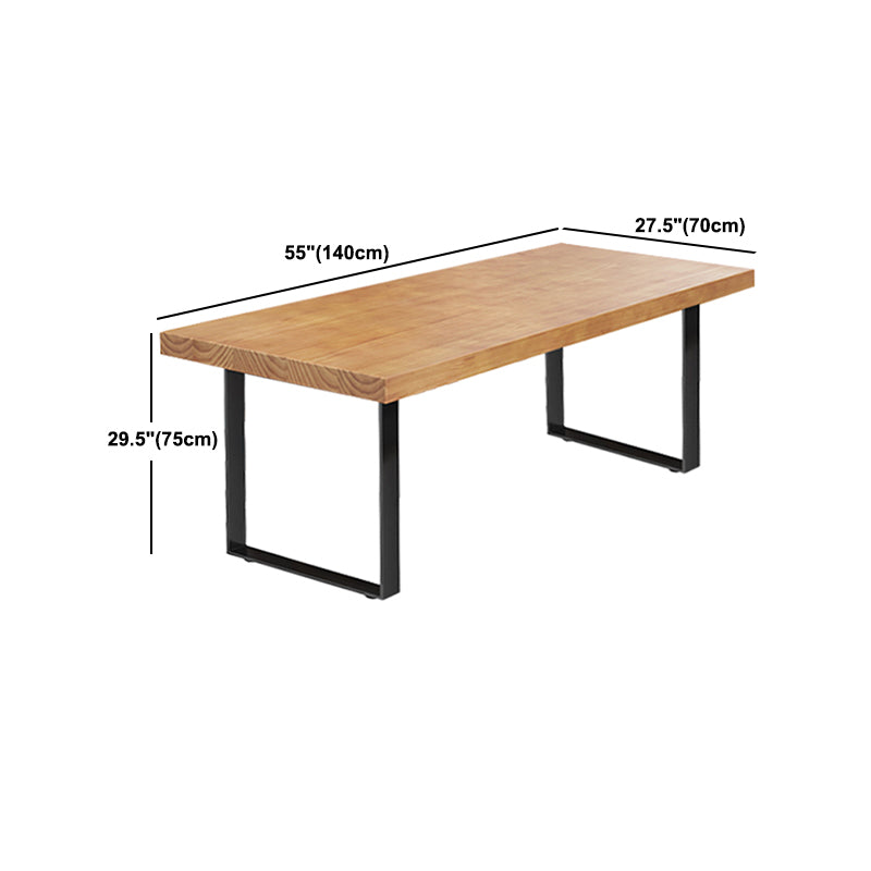 Coffee Shop Industrial Dining Table Rectangle Solid Wood and Metal Table