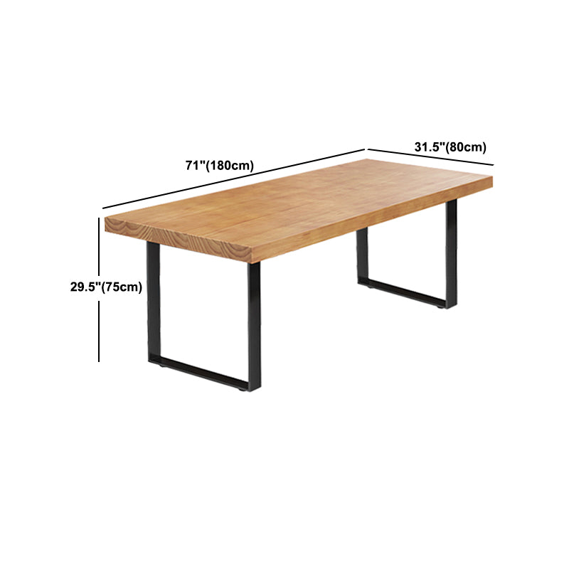 Coffee Shop Industrial Dining Table Rectangle Solid Wood and Metal Table