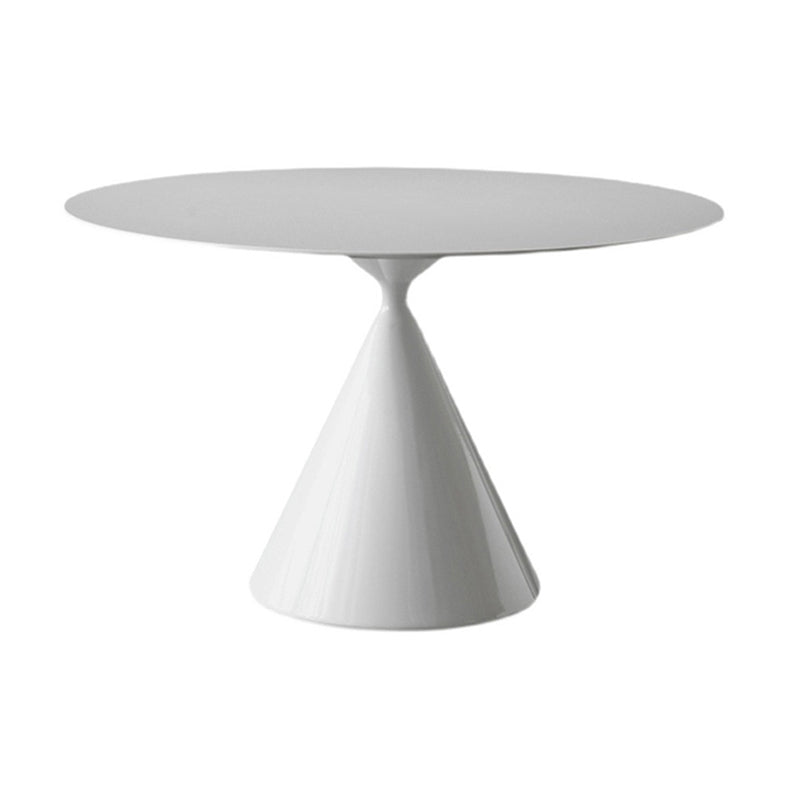 Modern Dining Table with White Pedestal Round Stone Top Dining Table without Turntable