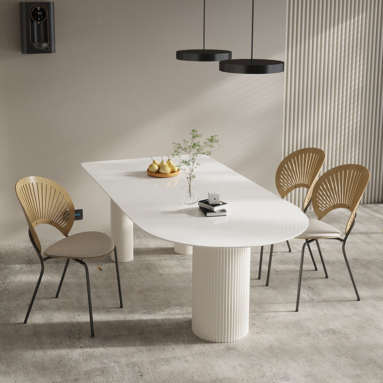 Modern Style White Dining Table Sintered Stone Table for Home