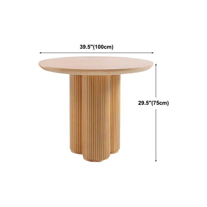 Solid Wood Dining Table Contemporary Style Brown Round Dinner Table