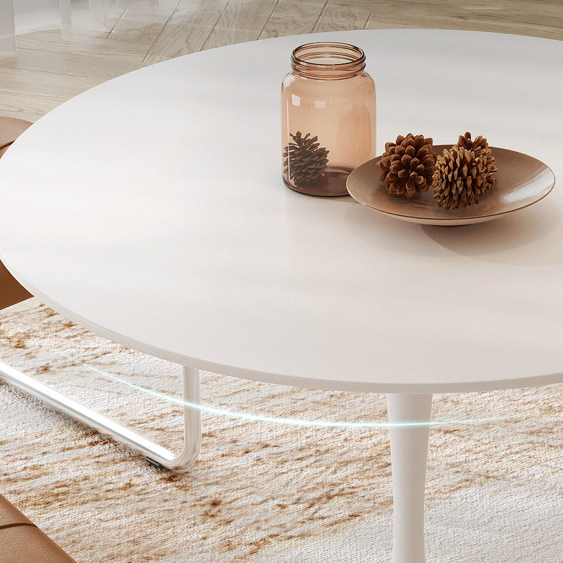 Round Kitchen Table Modern Sintered Stone White Dining Room Table