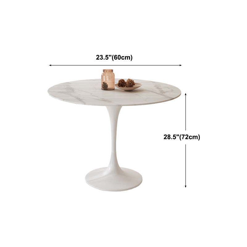 Round Kitchen Table Modern Sintered Stone White Dining Room Table