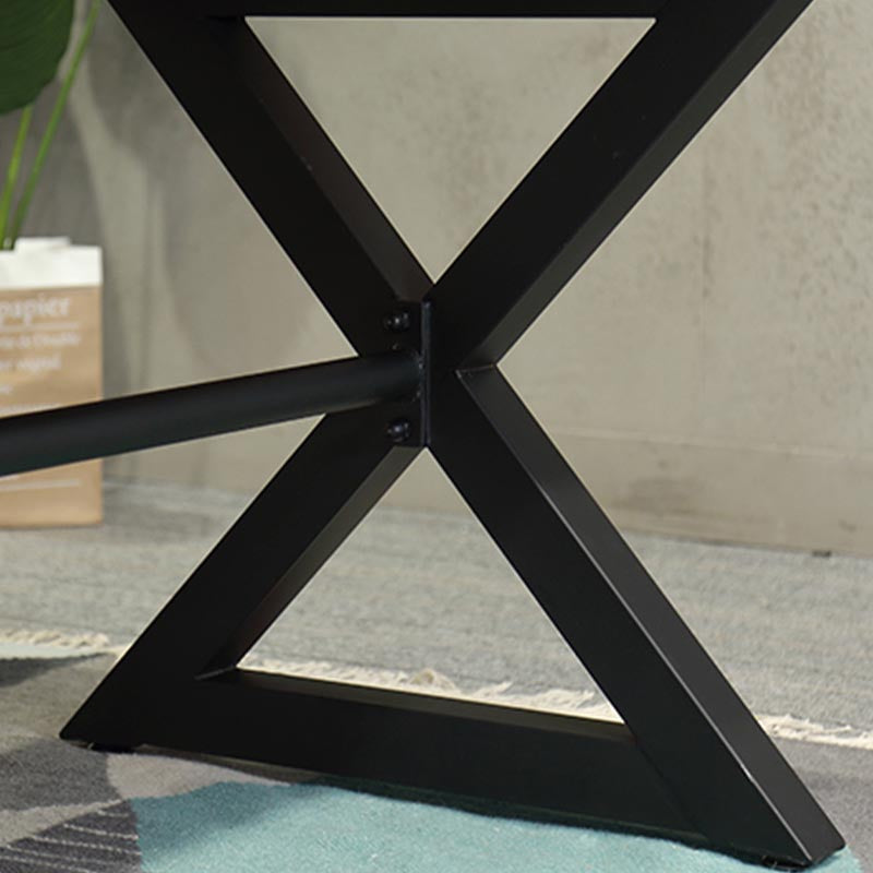 Industrial Coffee Shop Dining Table Rectangle Wood and Metal Base Dining Table