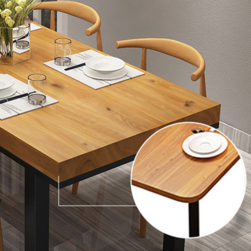 Industrial Solid Wood Top Table Natural and Black Dinner Room Kitchen Table