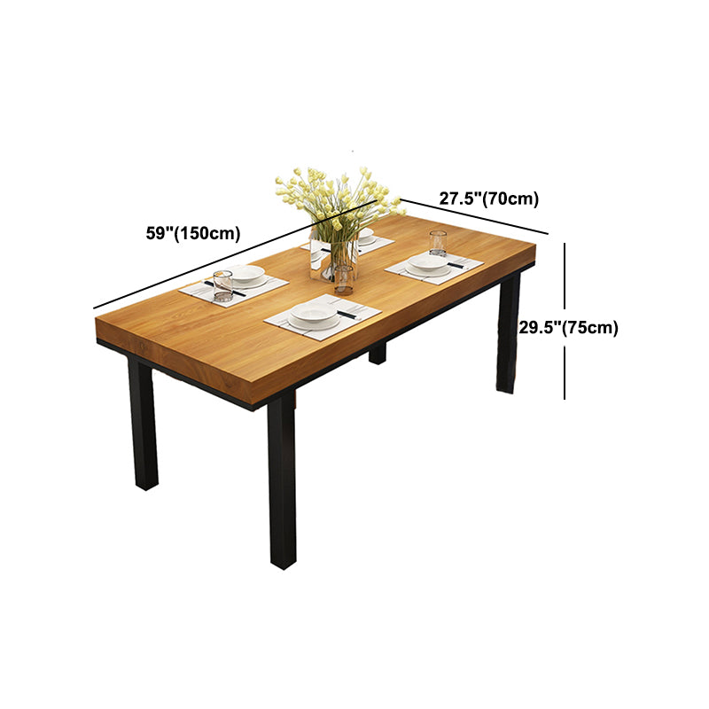 Industrial Solid Wood Top Table Natural and Black Dinner Room Kitchen Table