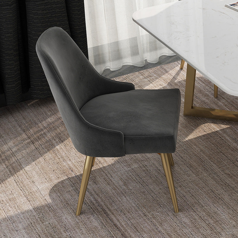Glam Velvet Armless Dining Chair Metal Dining Chairs for Home Use