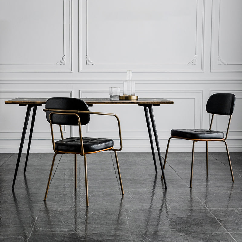 Industrial Open Back Arm Chairs PU Leather Dining Chairs for Home