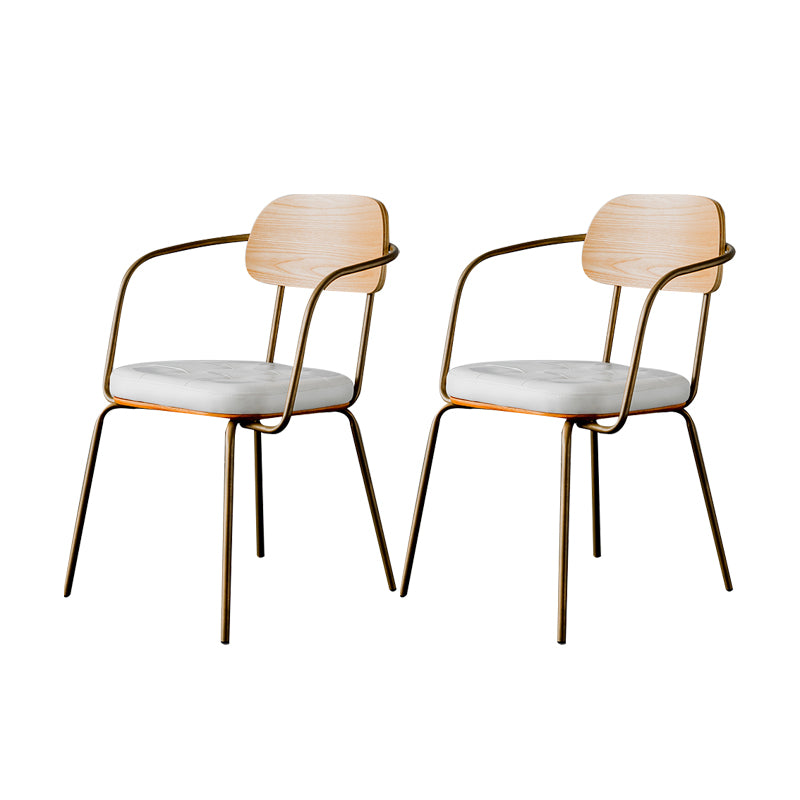 Industrial Open Back Arm Chairs PU Leather Dining Chairs for Home