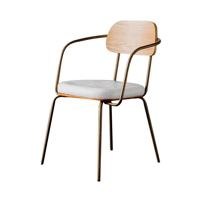 Industrial Open Back Arm Chairs PU Leather Dining Chairs for Home