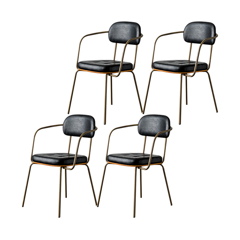 Industrial Open Back Arm Chairs PU Leather Dining Chairs for Home