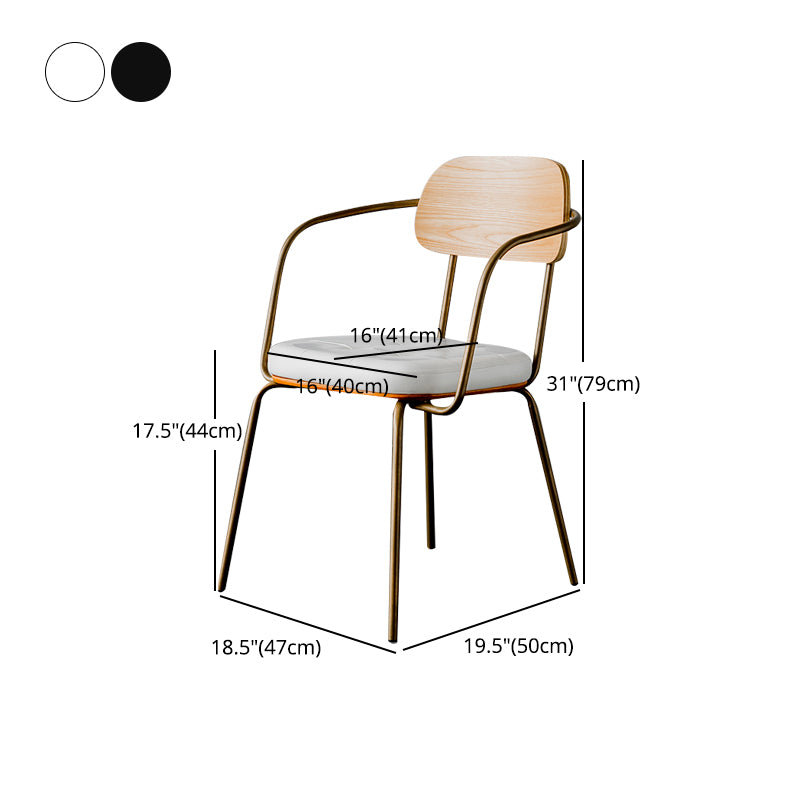 Industrial Open Back Arm Chairs PU Leather Dining Chairs for Home