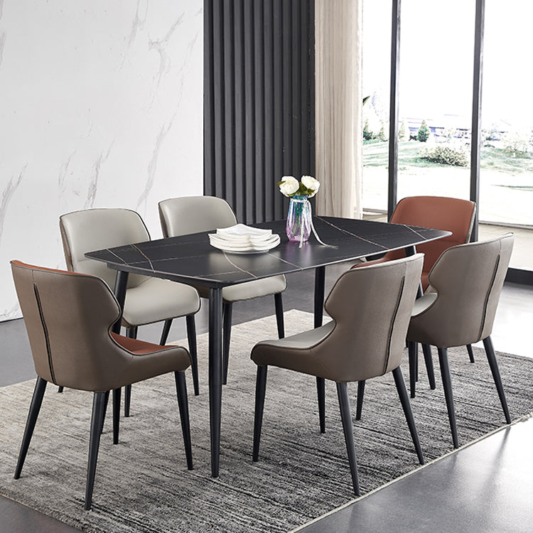 Industrial Wingback Arm Dining Chairs for Home Leather Dining Side Chair