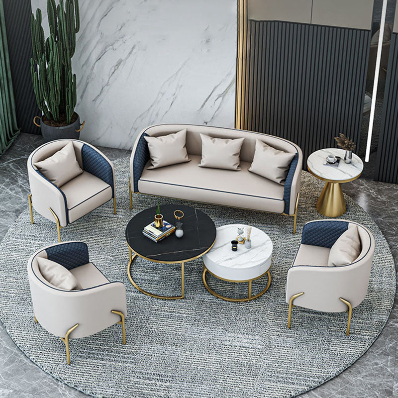 Glam Style Metal Armless Dining Chair Faux Leather Side Chair for Restaurant Use