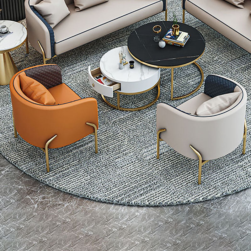 Glam Style Metal Armless Dining Chair Faux Leather Side Chair for Restaurant Use