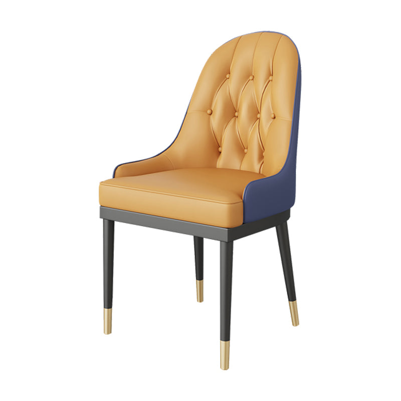 Glam Style Faux Leather Chair Metal Dining Chairs for Home Use