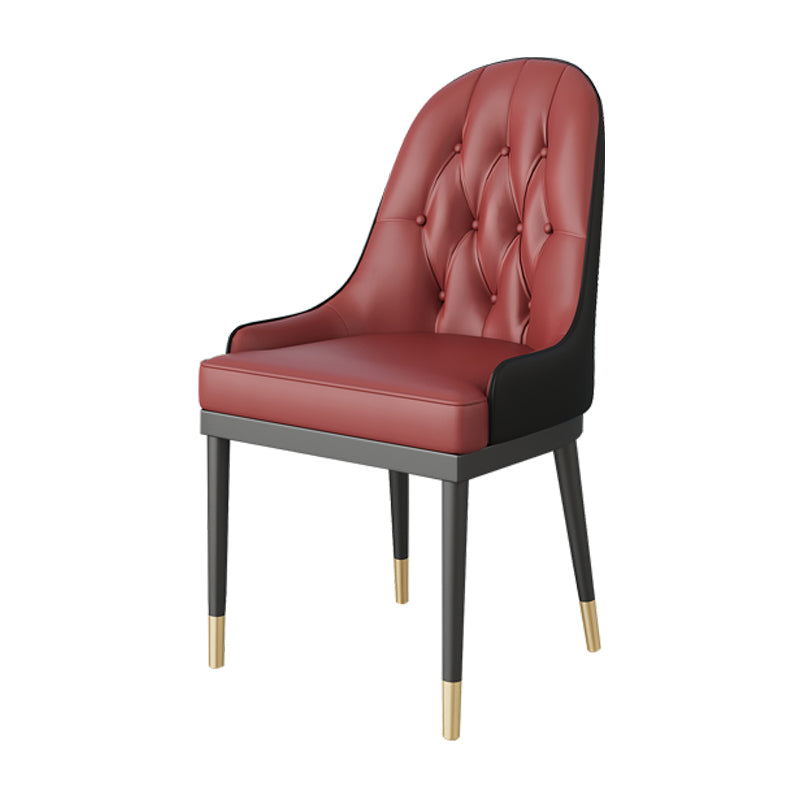 Glam Style Faux Leather Chair Metal Dining Chairs for Home Use