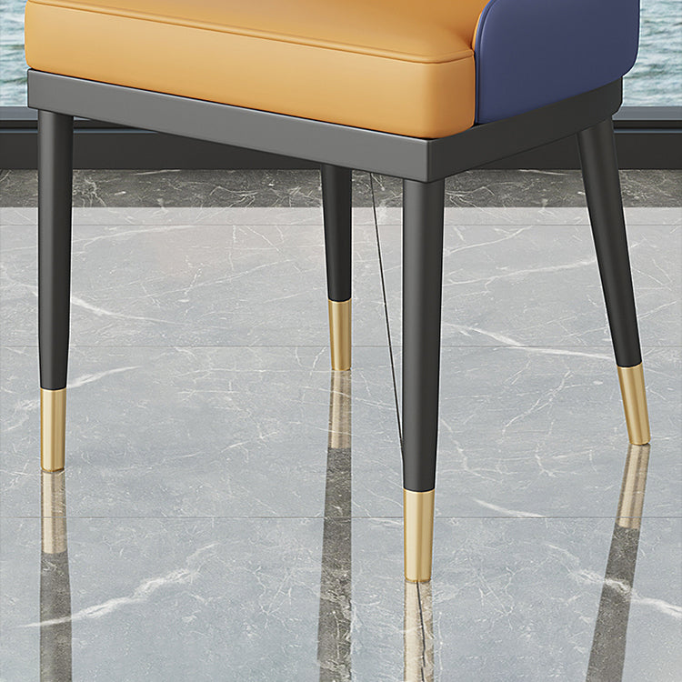 Glam Style Faux Leather Chair Metal Dining Chairs for Home Use