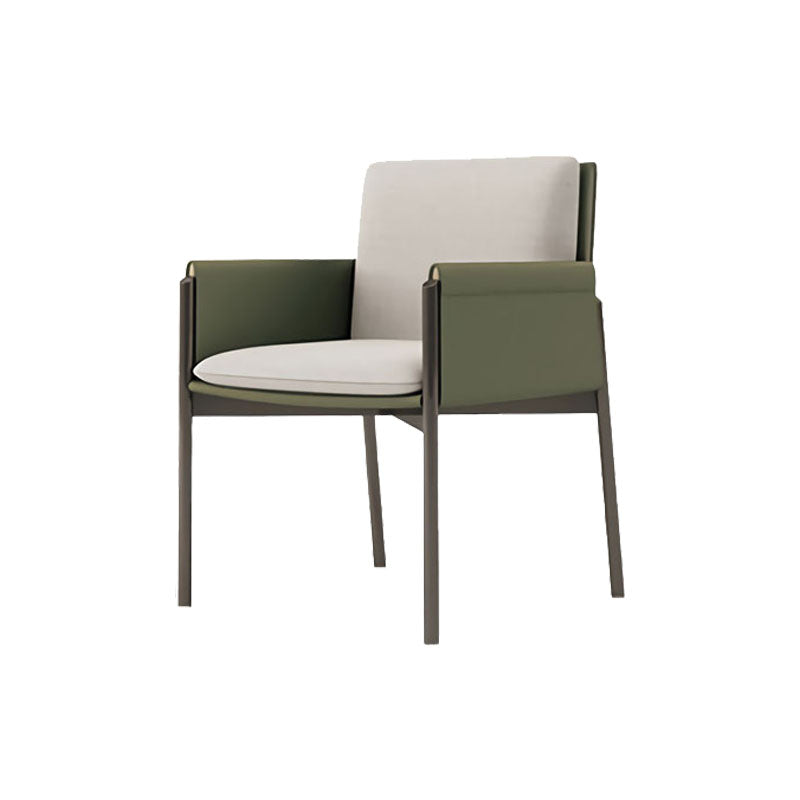 Upholstered Matte Finish Dining Chair Designer Style Home Solid Back Arm Chair