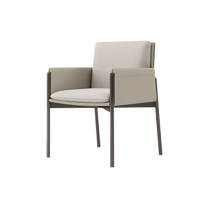 Upholstered Matte Finish Dining Chair Designer Style Home Solid Back Arm Chair