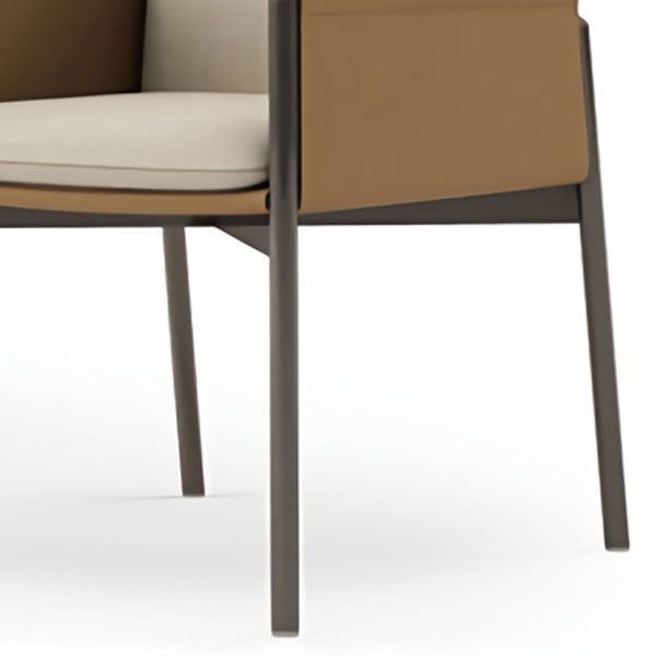 Upholstered Matte Finish Dining Chair Designer Style Home Solid Back Arm Chair