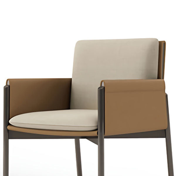 Upholstered Matte Finish Dining Chair Designer Style Home Solid Back Arm Chair