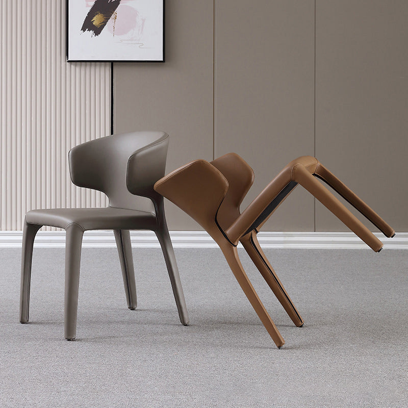 Designer Style Home Wingback Chair Leather Matte Finish Dining Chair