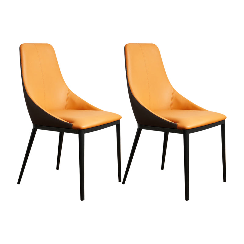 Solid Back Chair Industrial Style Leather Dining Side Chairs