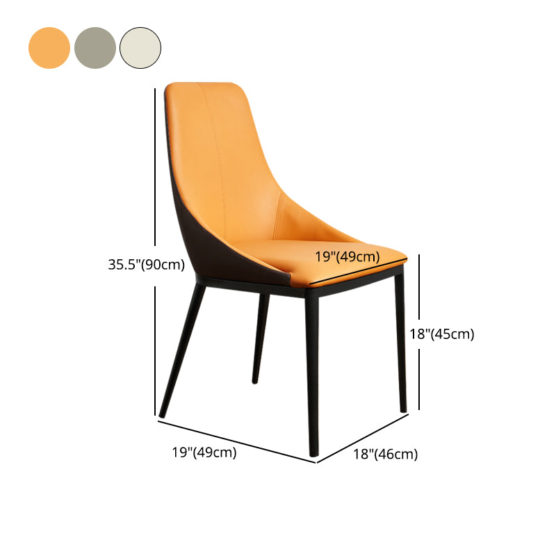 Solid Back Chair Industrial Style Leather Dining Side Chairs