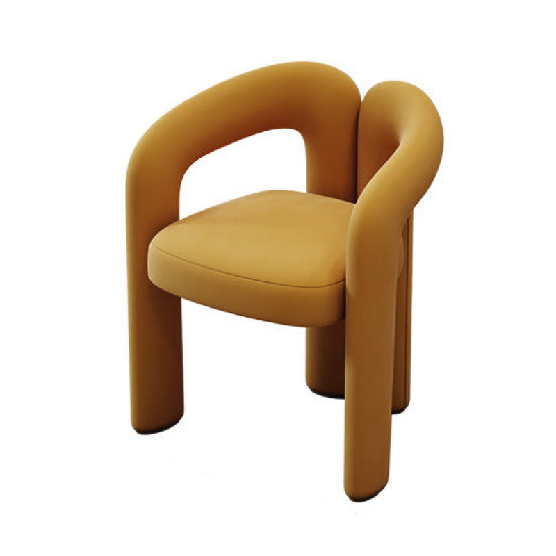 Designer Style Velvet Meeting Room Arm Chair Open Matte Finish Dining Chair