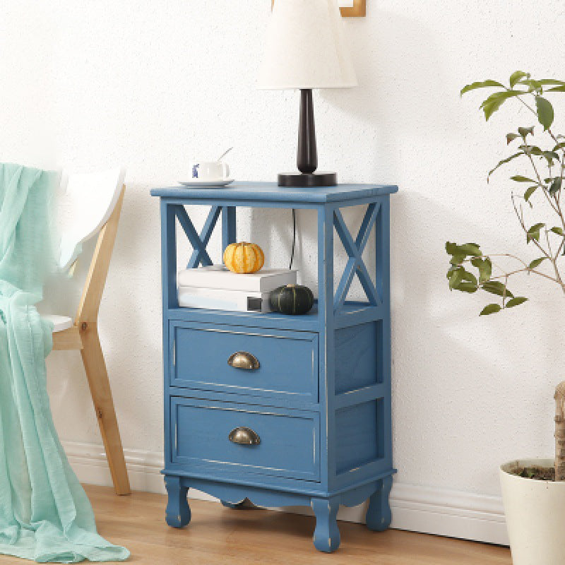 Modern Wood Accent Chest with Drawers and Shelf 11.81" Wide Chest