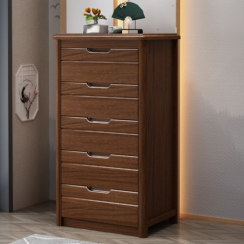 Rectangle Brown Walnut Accent Chest with Drawers Modern Chest