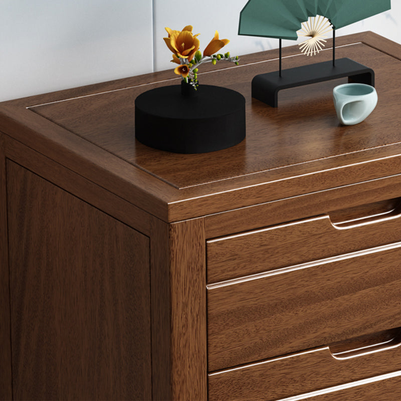 Rectangle Brown Walnut Accent Chest with Drawers Modern Chest